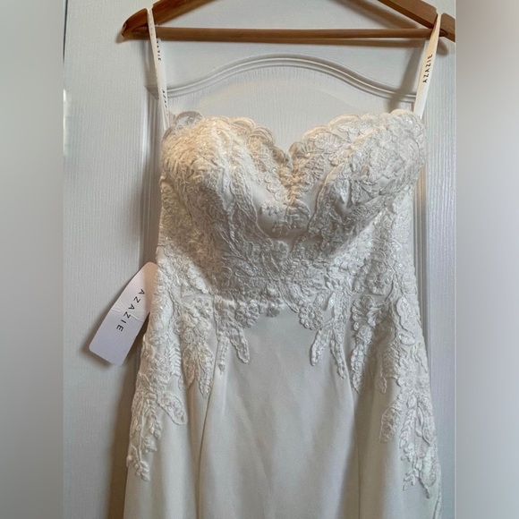 Mermaid Sequins Stretch Crepe Chapel Train wedding Dress DiamondWhite-NWT - Picture 2 of 8